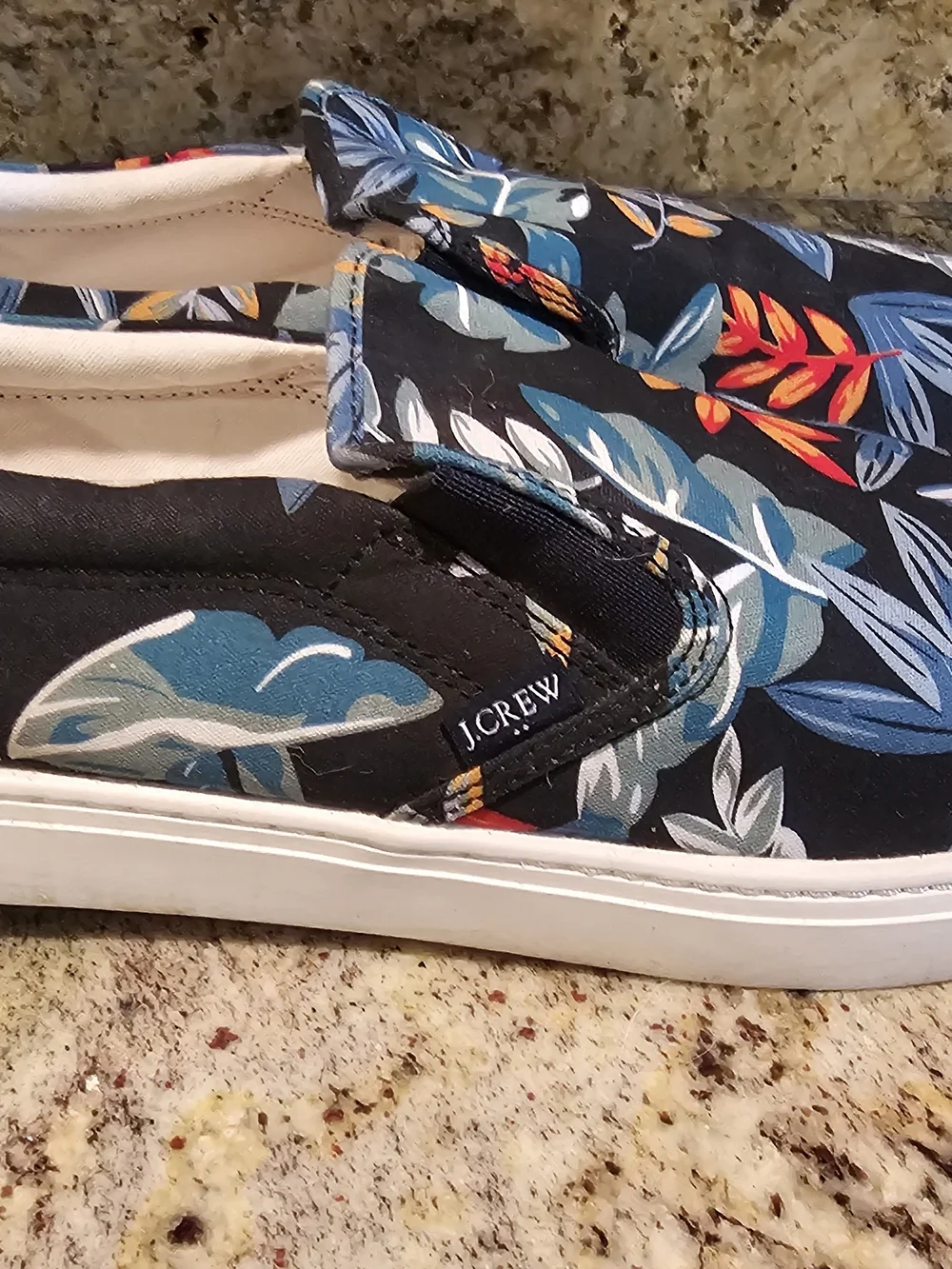 J. Crew Men’s Black Floral Slip-On Loafers